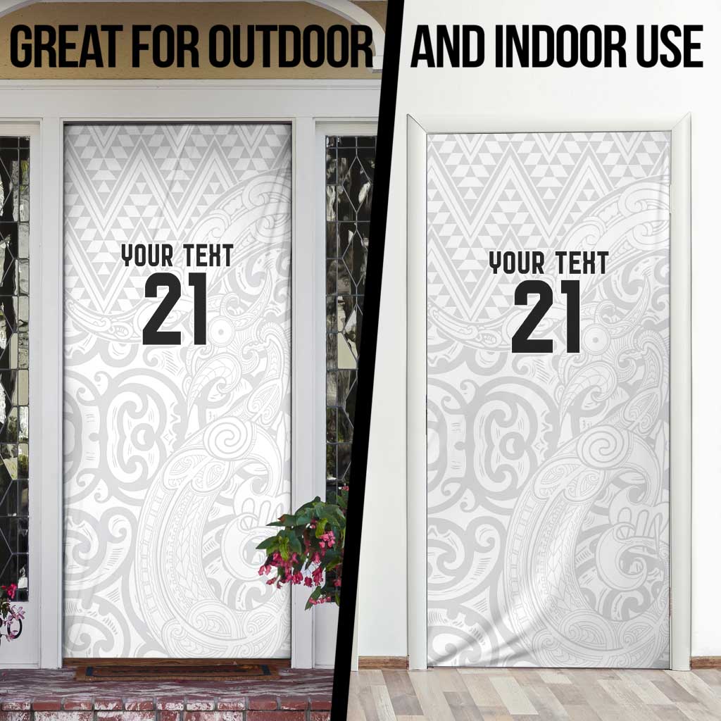 New Zealand Rangatira Custom Door Cover All White Niho Taniwha Maori Tribal - Aussie Hoodie