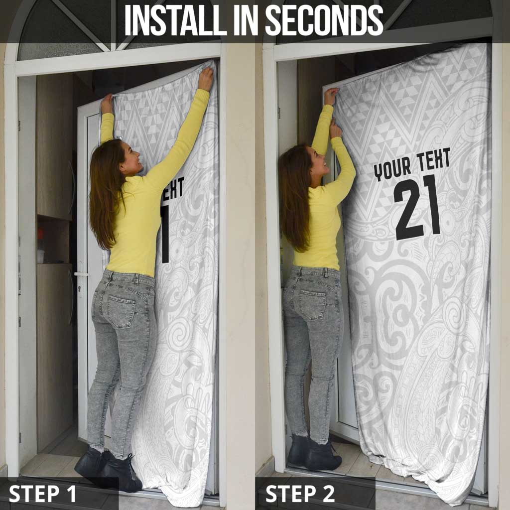 New Zealand Rangatira Custom Door Cover All White Niho Taniwha Maori Tribal - Aussie Hoodie