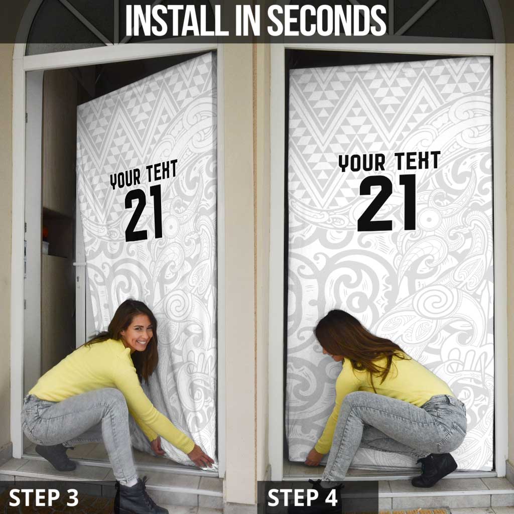 New Zealand Rangatira Custom Door Cover All White Niho Taniwha Maori Tribal - Aussie Hoodie