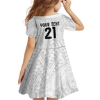 New Zealand Rangatira Custom Family Matching Mermaid Dress and Hawaiian Shirt All White Niho Taniwha Maori Tribal