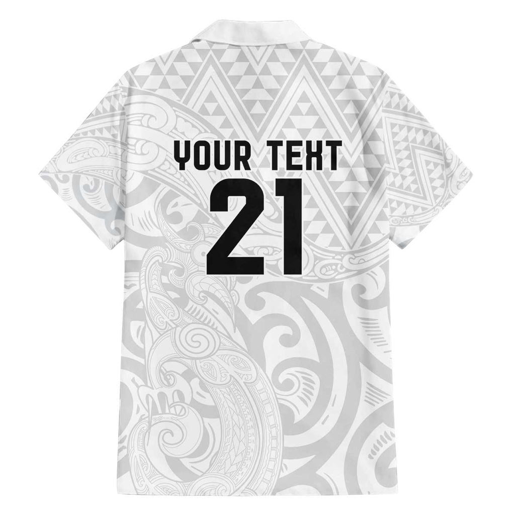 New Zealand Rangatira Custom Family Matching Off The Shoulder Long Sleeve Dress and Hawaiian Shirt All White Niho Taniwha Maori Tribal