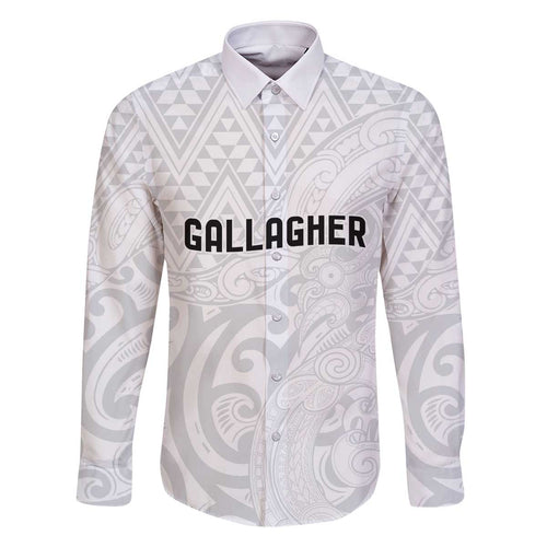 New Zealand Rangatira Custom Family Matching Off The Shoulder Long Sleeve Dress and Hawaiian Shirt All White Niho Taniwha Maori Tribal