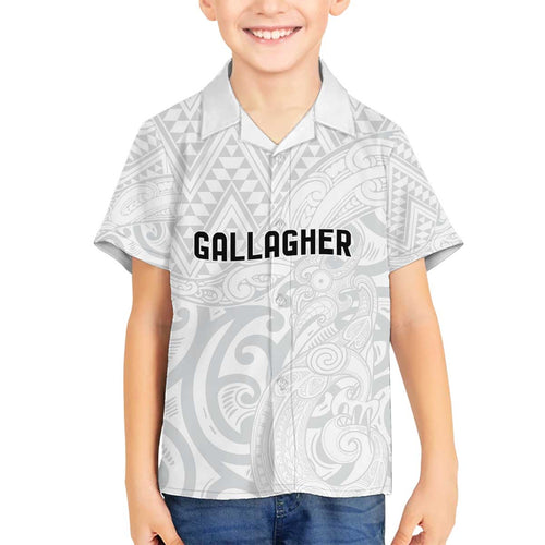 New Zealand Rangatira Custom Family Matching Off The Shoulder Long Sleeve Dress and Hawaiian Shirt All White Niho Taniwha Maori Tribal