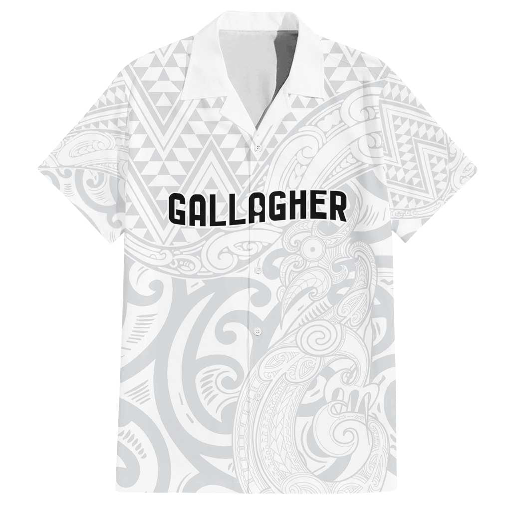 New Zealand Rangatira Custom Family Matching Off Shoulder Maxi Dress and Hawaiian Shirt All White Niho Taniwha Maori Tribal