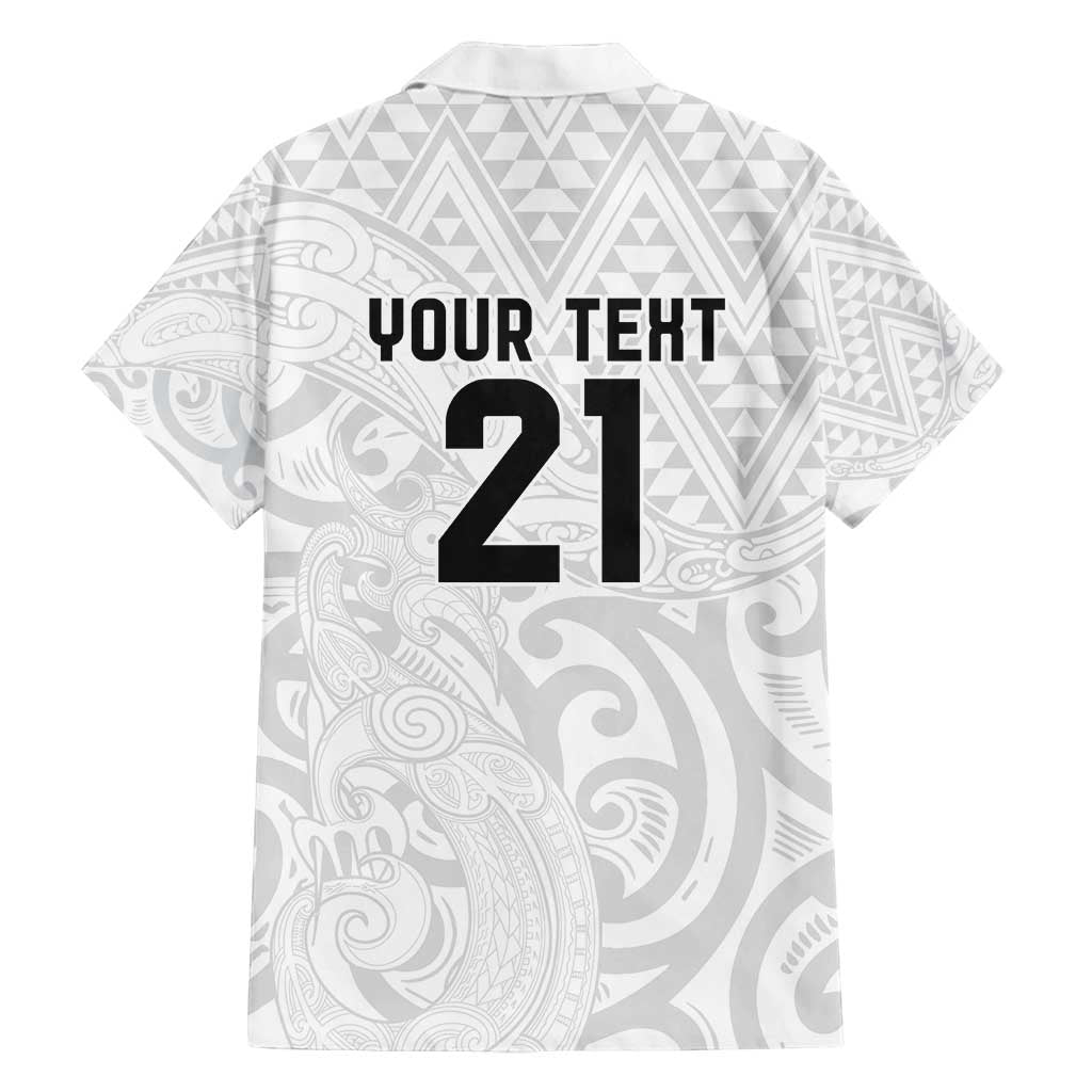 New Zealand Rangatira Custom Family Matching Off Shoulder Maxi Dress and Hawaiian Shirt All White Niho Taniwha Maori Tribal