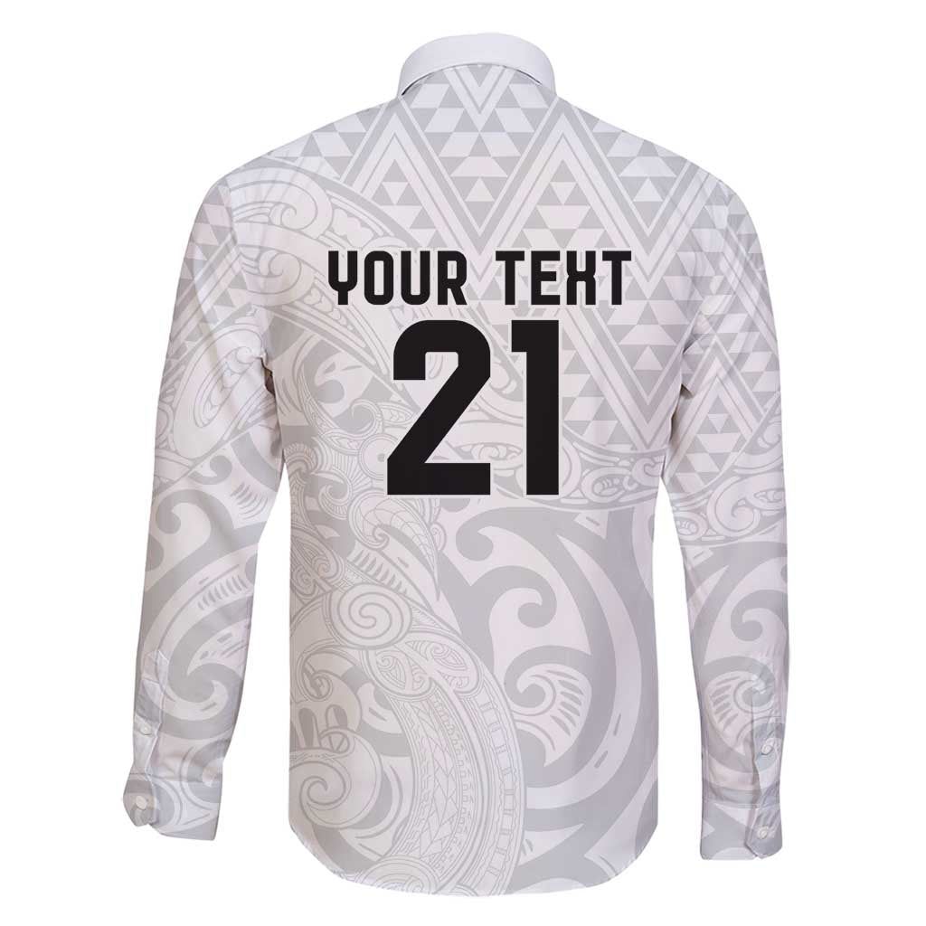 New Zealand Rangatira Custom Family Matching Off Shoulder Maxi Dress and Hawaiian Shirt All White Niho Taniwha Maori Tribal
