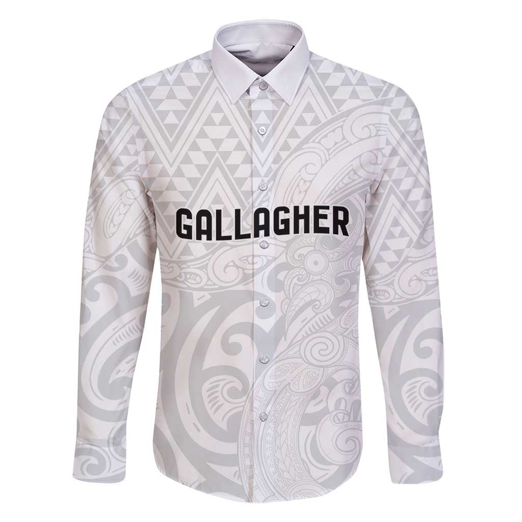 New Zealand Rangatira Custom Family Matching Off Shoulder Short Dress and Hawaiian Shirt All White Niho Taniwha Maori Tribal
