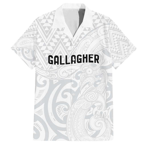 New Zealand Rangatira Custom Family Matching Puletasi and Hawaiian Shirt All White Niho Taniwha Maori Tribal