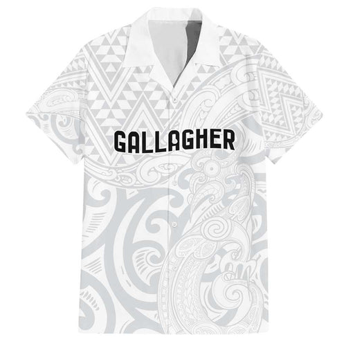 New Zealand Rangatira Custom Family Matching Short Sleeve Bodycon Dress and Hawaiian Shirt All White Niho Taniwha Maori Tribal