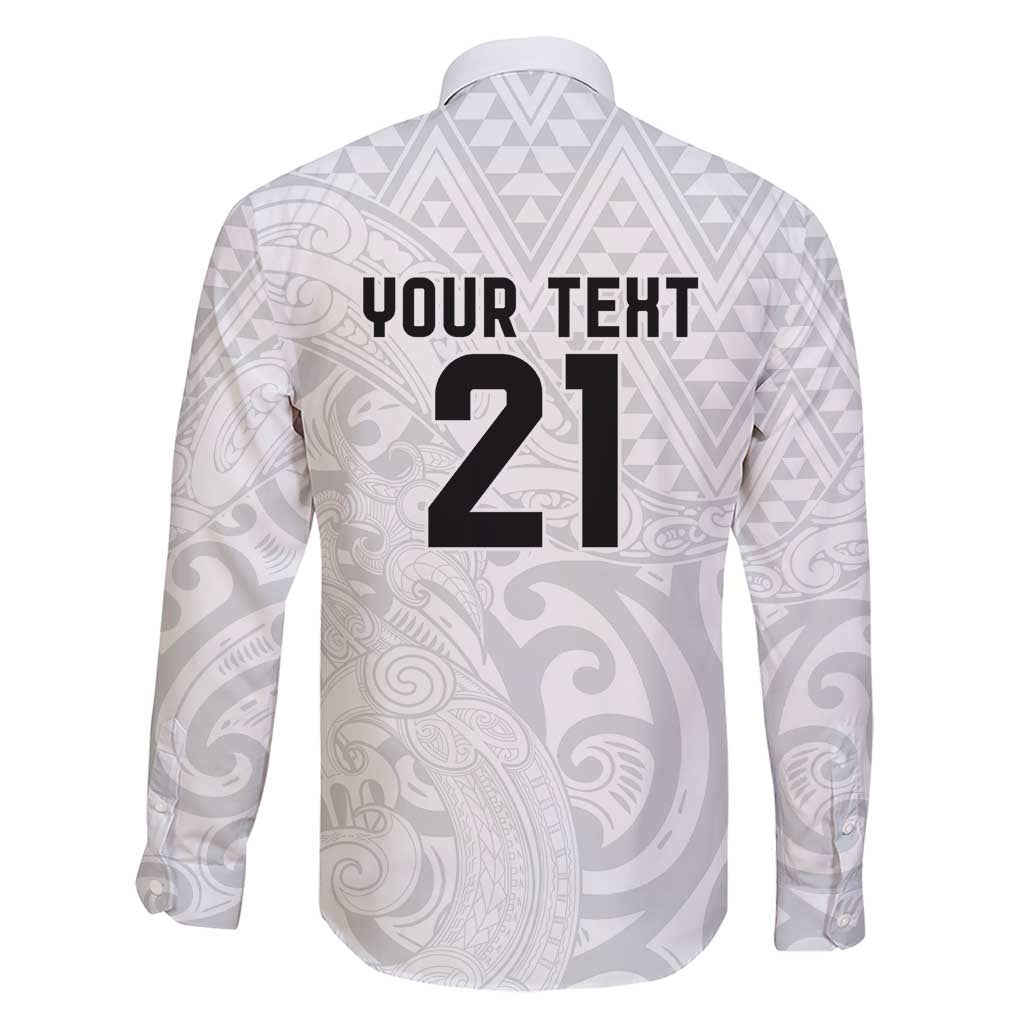 New Zealand Rangatira Custom Family Matching Short Sleeve Bodycon Dress and Hawaiian Shirt All White Niho Taniwha Maori Tribal