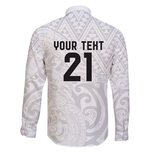 New Zealand Rangatira Custom Family Matching Short Sleeve Bodycon Dress and Hawaiian Shirt All White Niho Taniwha Maori Tribal