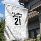 New Zealand Rangatira Custom Garden Flag All White Niho Taniwha Maori Tribal