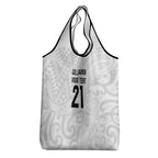 New Zealand Rangatira Custom Grocery Bag All White Niho Taniwha Maori Tribal