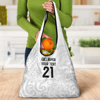New Zealand Rangatira Custom Grocery Bag All White Niho Taniwha Maori Tribal