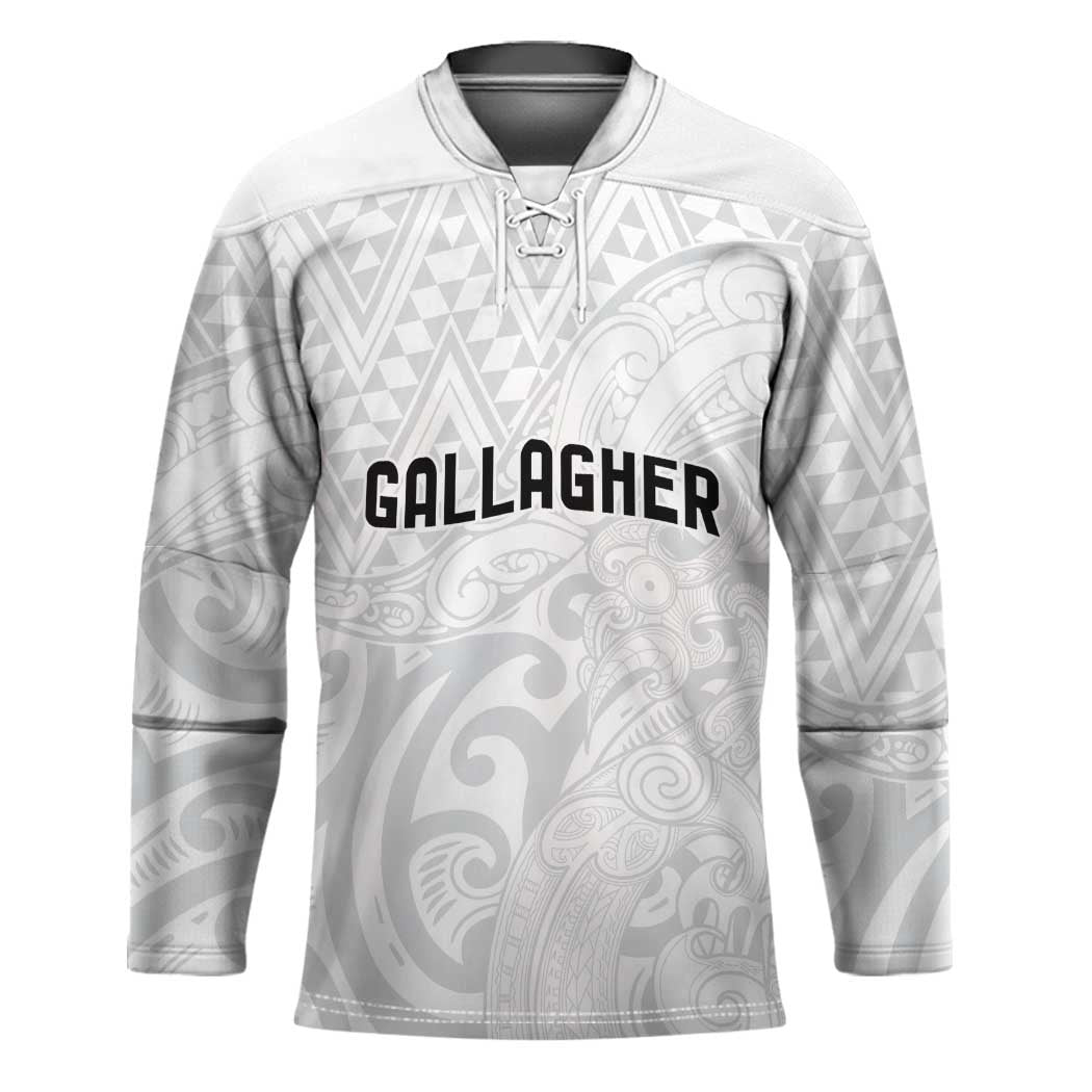 New Zealand Rangatira Custom Hockey Jersey All White Niho Taniwha Maori Tribal - Aussie Hoodie
