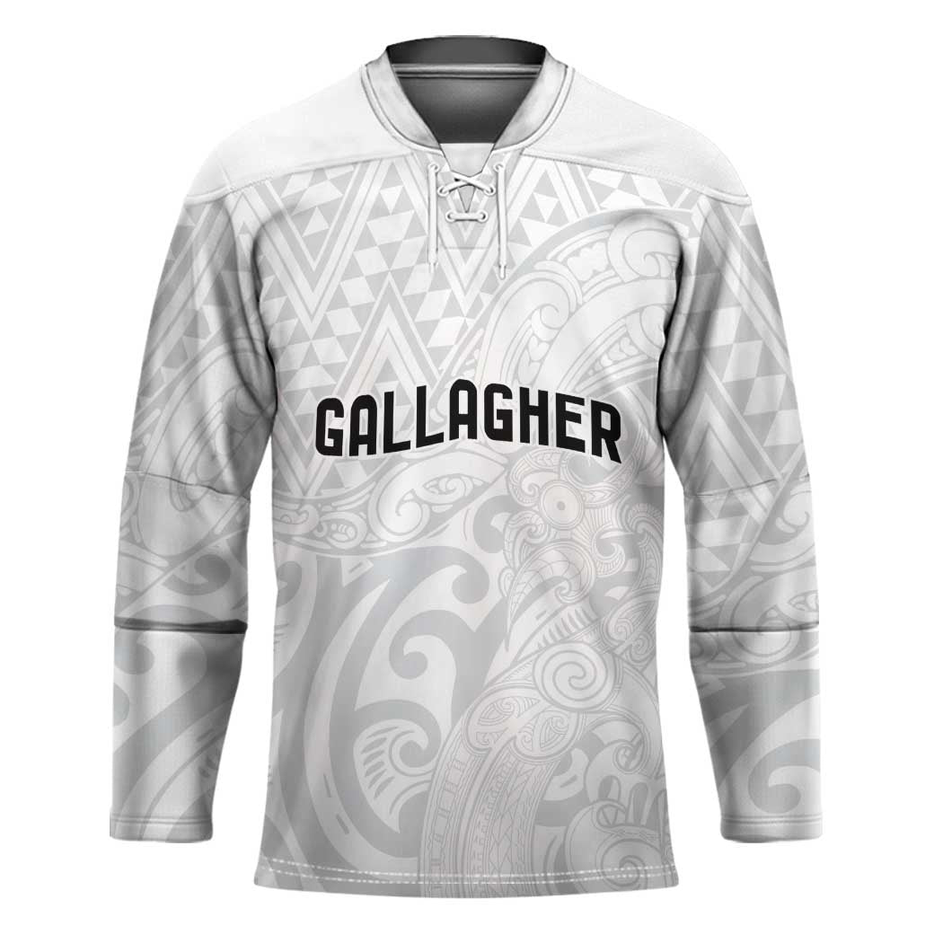 New Zealand Rangatira Custom Hockey Jersey All White Niho Taniwha Maori Tribal - Aussie Hoodie