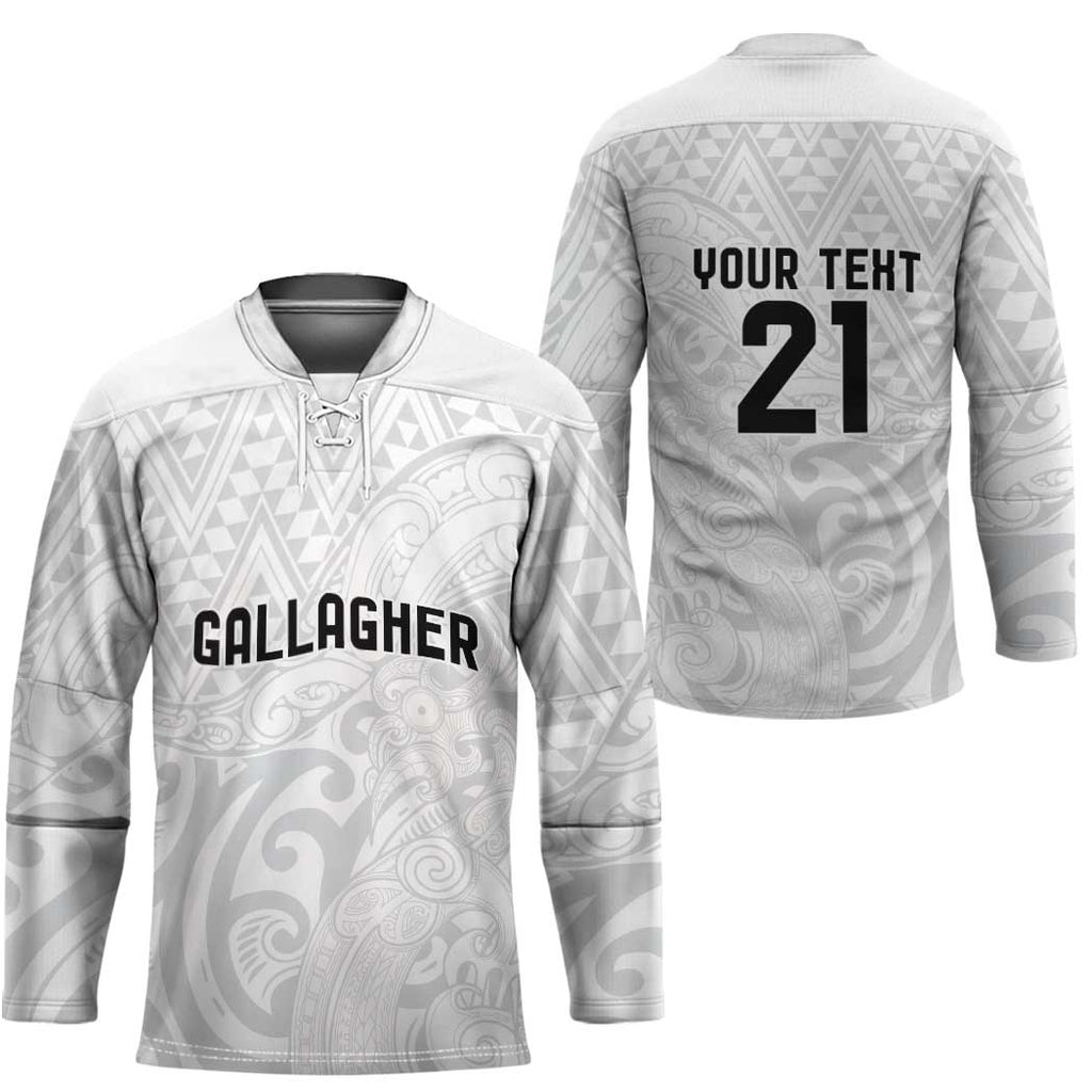 New Zealand Rangatira Custom Hockey Jersey All White Niho Taniwha Maori Tribal - Aussie Hoodie