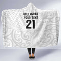 New Zealand Rangatira Custom Hooded Blanket All White Niho Taniwha Maori Tribal
