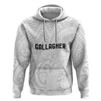 New Zealand Rangatira Custom Hoodie All White Niho Taniwha Maori Tribal