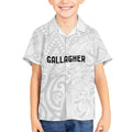 New Zealand Rangatira Custom Kid Hawaiian Shirt All White Niho Taniwha Maori Tribal