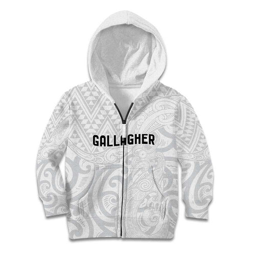 New Zealand Rangatira Custom Kid Hoodie All White Niho Taniwha Maori Tribal