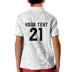 New Zealand Rangatira Custom Kid Polo Shirt All White Niho Taniwha Maori Tribal