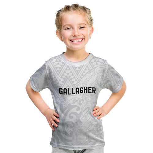 New Zealand Rangatira Custom Kid T Shirt All White Niho Taniwha Maori Tribal