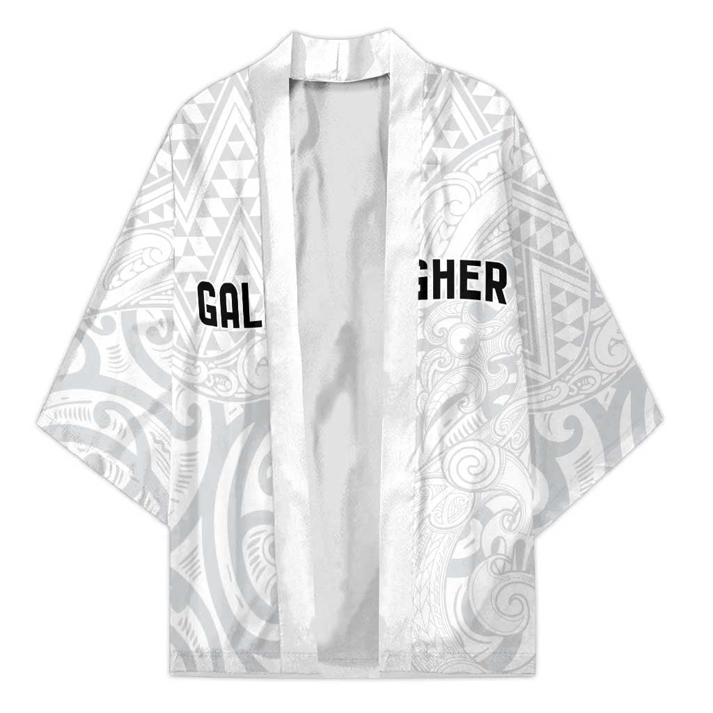 New Zealand Rangatira Custom Kimono All White Niho Taniwha Maori Tribal - Aussie Hoodie