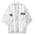 New Zealand Rangatira Custom Kimono All White Niho Taniwha Maori Tribal - Aussie Hoodie