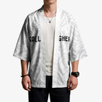 New Zealand Rangatira Custom Kimono All White Niho Taniwha Maori Tribal - Aussie Hoodie
