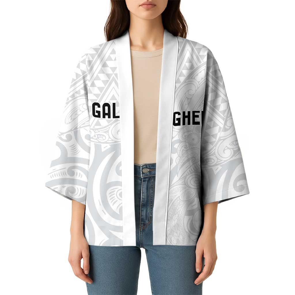 New Zealand Rangatira Custom Kimono All White Niho Taniwha Maori Tribal - Aussie Hoodie