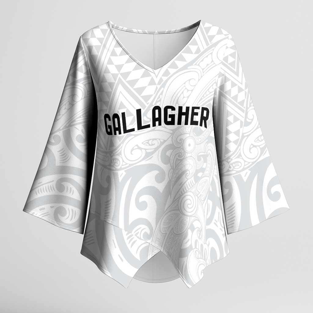 New Zealand Rangatira Custom Kimono Sleeve Blouse All White Niho Taniwha Maori Tribal - Aussie Hoodie