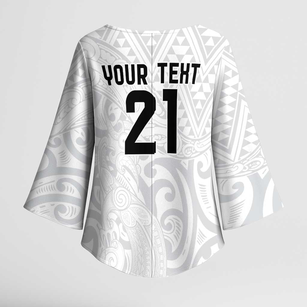 New Zealand Rangatira Custom Kimono Sleeve Blouse All White Niho Taniwha Maori Tribal - Aussie Hoodie