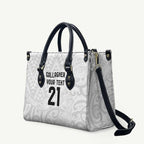 New Zealand Rangatira Custom Leather Bag All White Niho Taniwha Maori Tribal - Aussie Hoodie