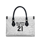 New Zealand Rangatira Custom Leather Bag All White Niho Taniwha Maori Tribal - Aussie Hoodie