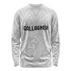 New Zealand Rangatira Custom Long Sleeve Shirt All White Niho Taniwha Maori Tribal
