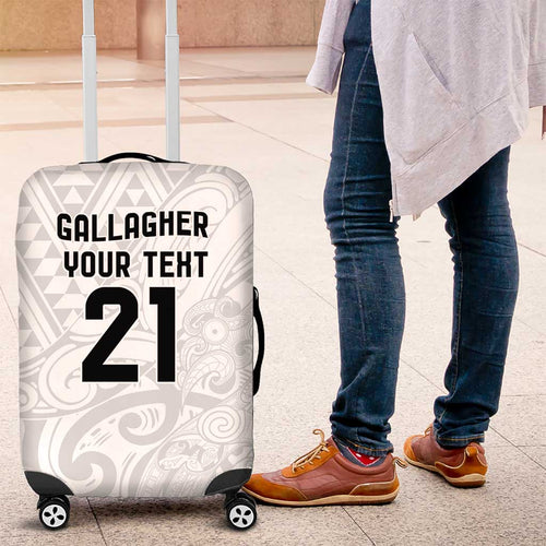 New Zealand Rangatira Custom Luggage Cover All White Niho Taniwha Maori Tribal