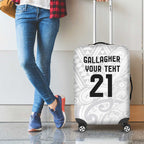 New Zealand Rangatira Custom Luggage Cover All White Niho Taniwha Maori Tribal