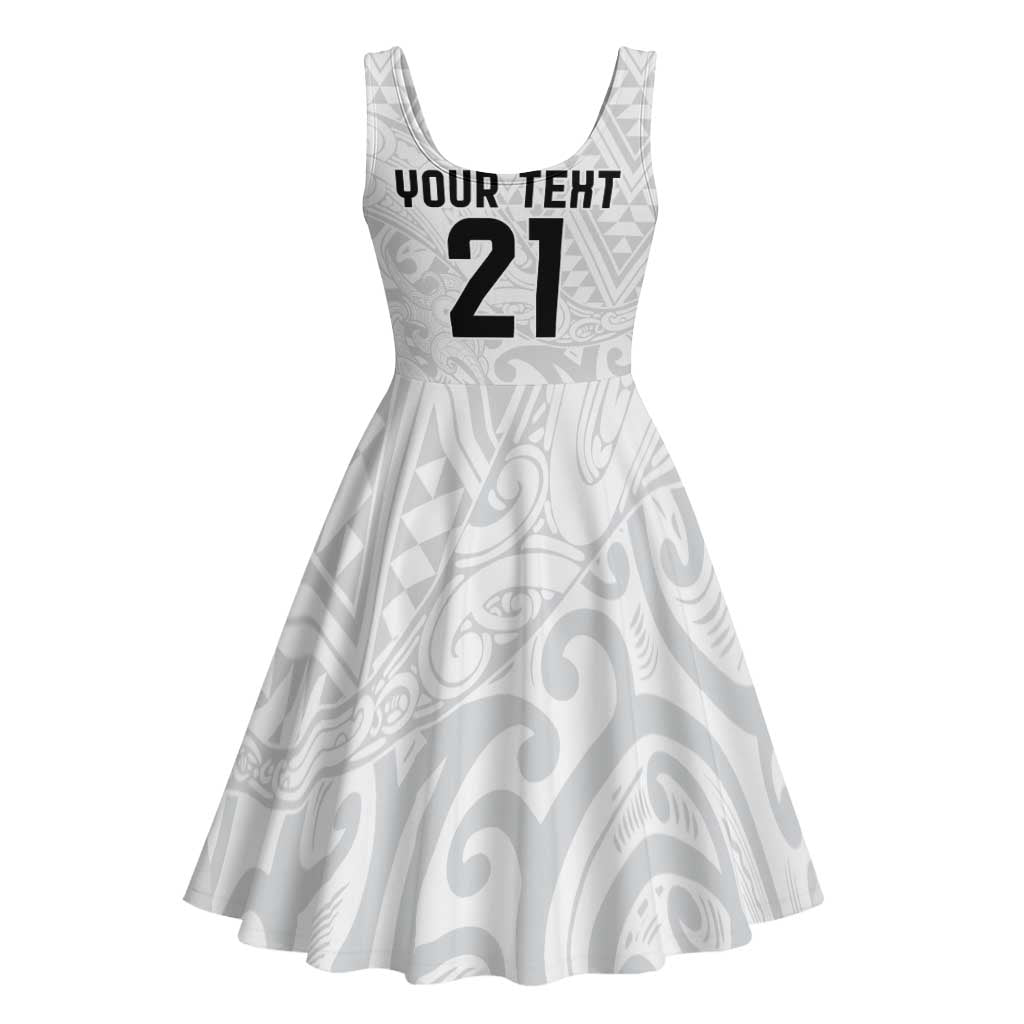 New Zealand Rangatira Custom Midi Dress All White Niho Taniwha Maori Tribal - Aussie Hoodie