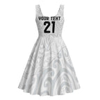 New Zealand Rangatira Custom Midi Dress All White Niho Taniwha Maori Tribal - Aussie Hoodie