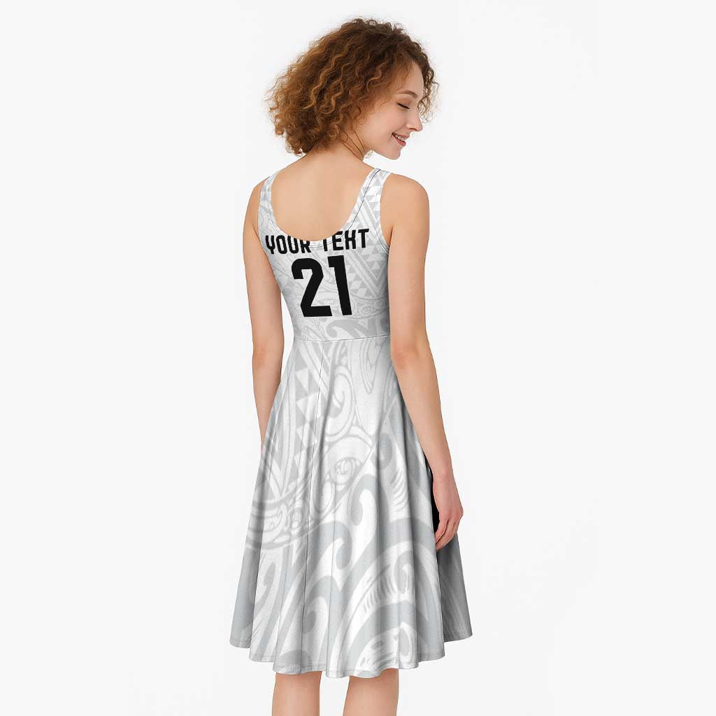New Zealand Rangatira Custom Midi Dress All White Niho Taniwha Maori Tribal - Aussie Hoodie