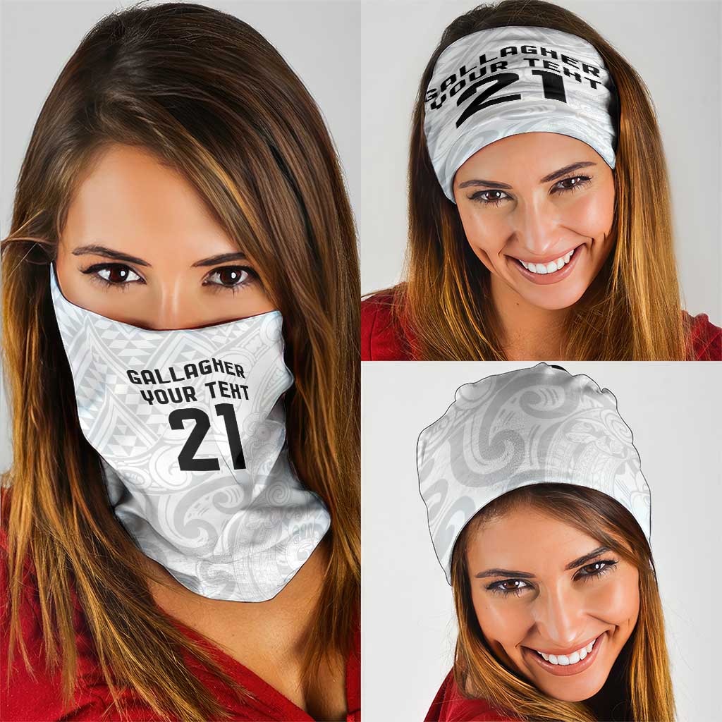 New Zealand Rangatira Custom Neck Gaiter All White Niho Taniwha Maori Tribal - Aussie Hoodie