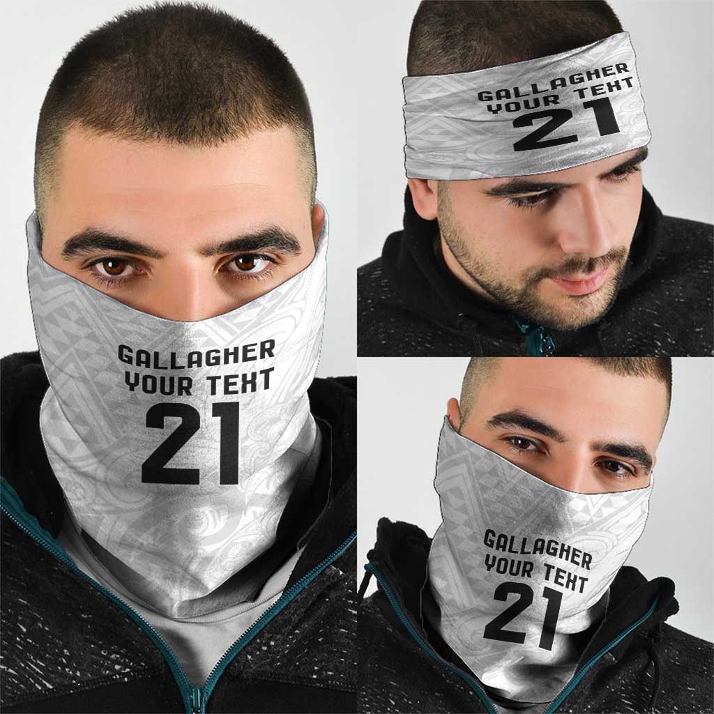 New Zealand Rangatira Custom Neck Gaiter All White Niho Taniwha Maori Tribal - Aussie Hoodie