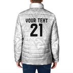 New Zealand Rangatira Custom Padded Jacket All White Niho Taniwha Maori Tribal - Aussie Hoodie
