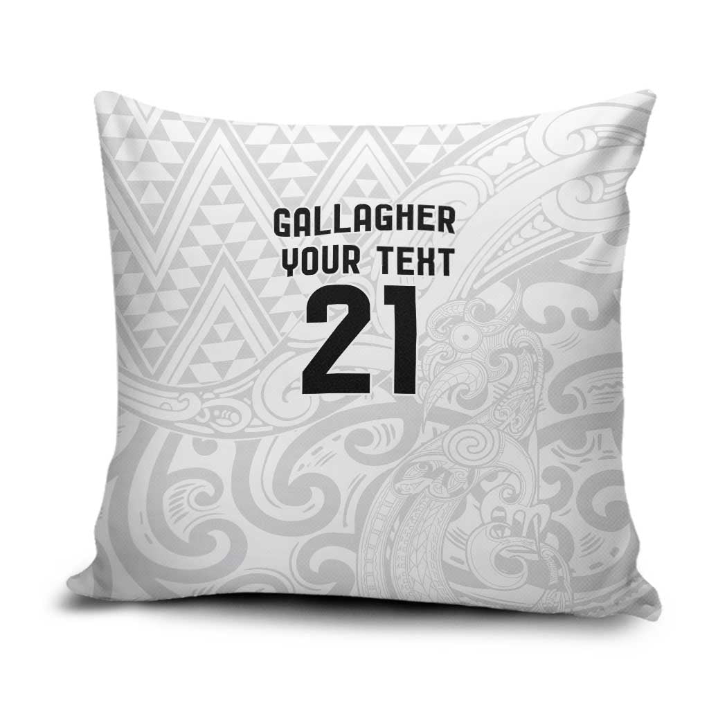 New Zealand Rangatira Custom Pillow Cover All White Niho Taniwha Maori Tribal - Aussie Hoodie