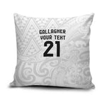 New Zealand Rangatira Custom Pillow Cover All White Niho Taniwha Maori Tribal - Aussie Hoodie