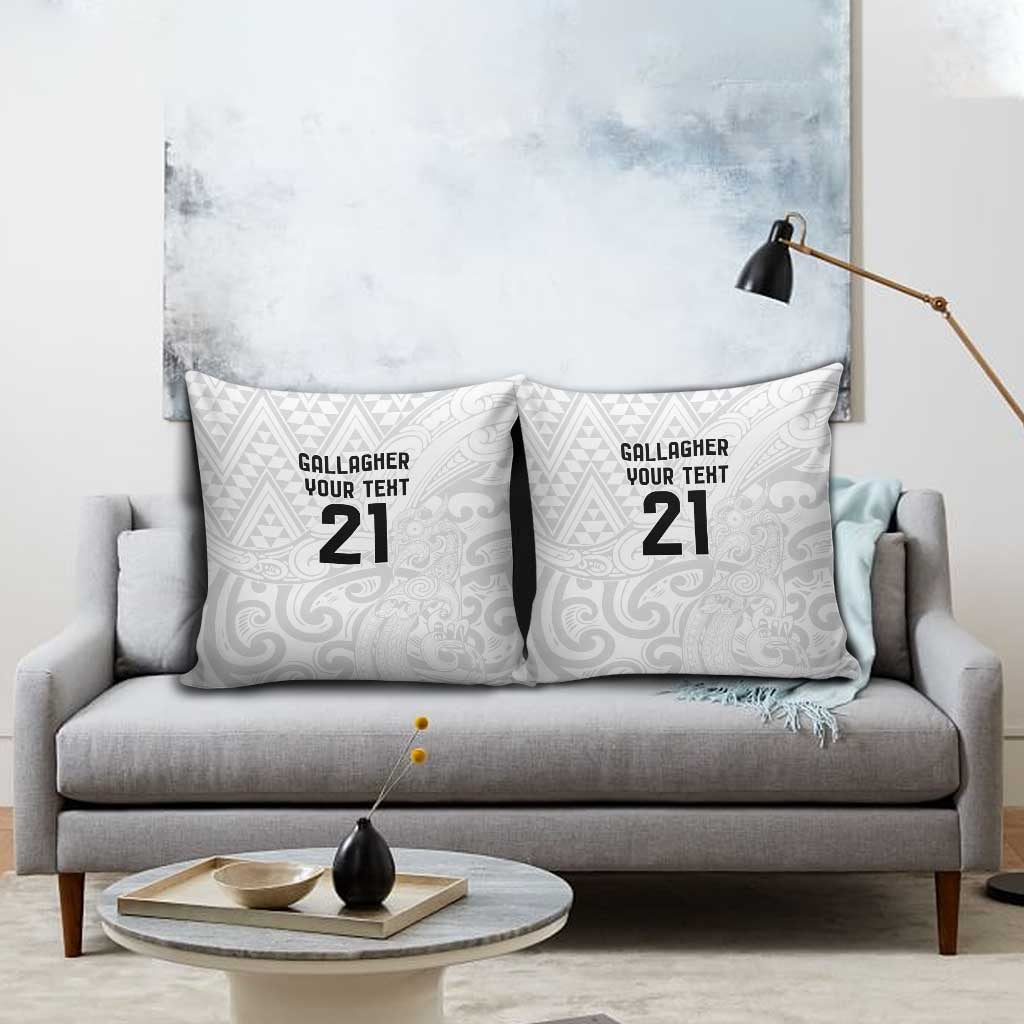 New Zealand Rangatira Custom Pillow Cover All White Niho Taniwha Maori Tribal - Aussie Hoodie