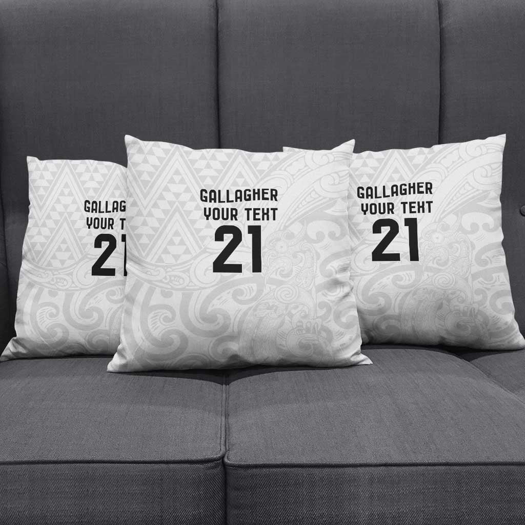 New Zealand Rangatira Custom Pillow Cover All White Niho Taniwha Maori Tribal - Aussie Hoodie