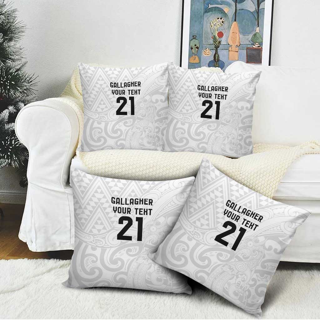 New Zealand Rangatira Custom Pillow Cover All White Niho Taniwha Maori Tribal - Aussie Hoodie