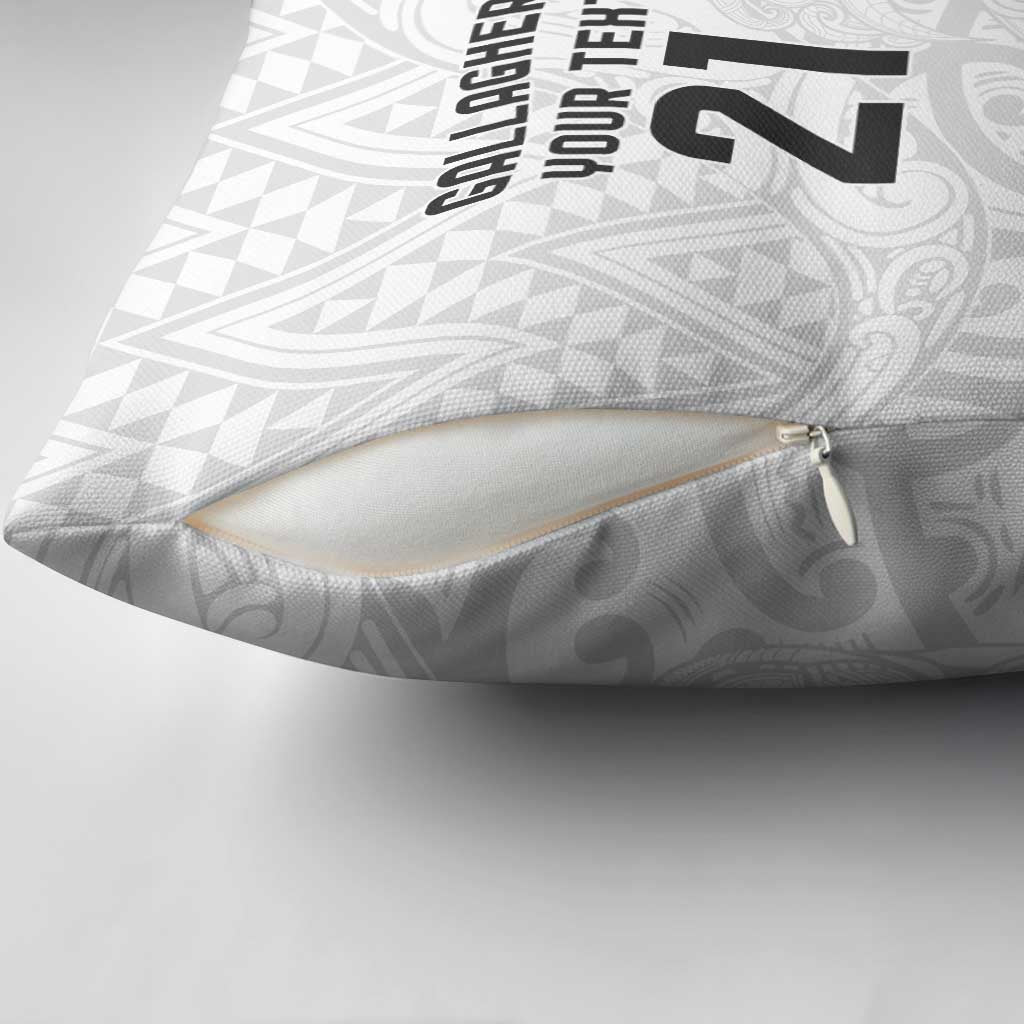 New Zealand Rangatira Custom Pillow Cover All White Niho Taniwha Maori Tribal - Aussie Hoodie